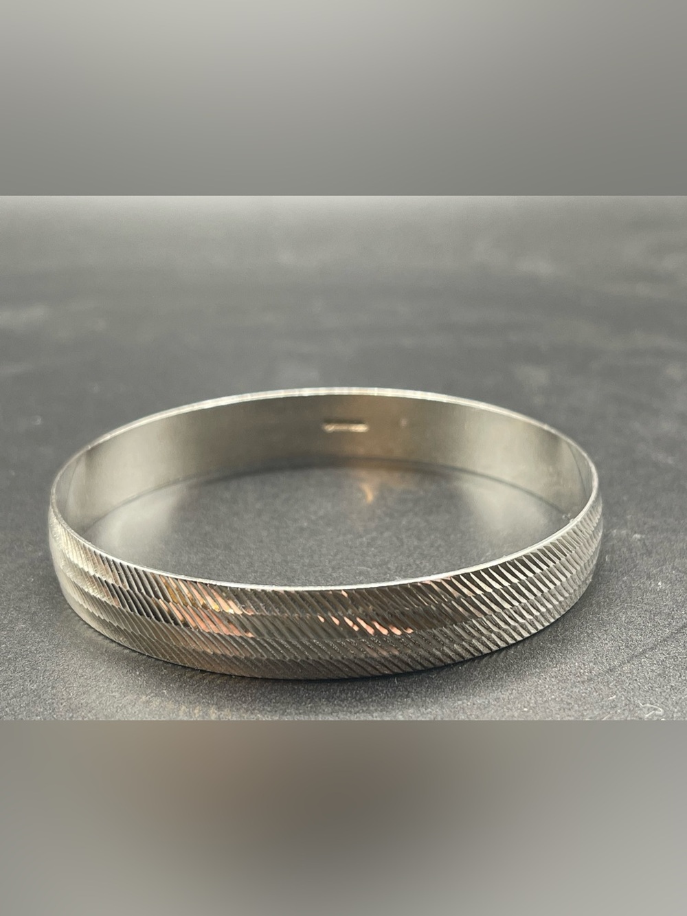 Vintage Sterling Silver Bangle Bracelet Textured Grooved 19.3g 6.5cm